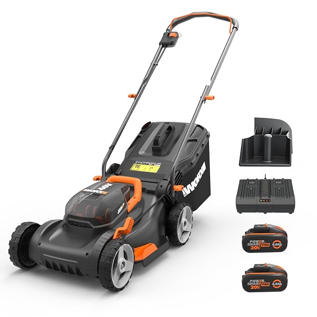 Rasaerba a batteria WORX WG743E con scocca da 40 cm e due batterie PowerShare