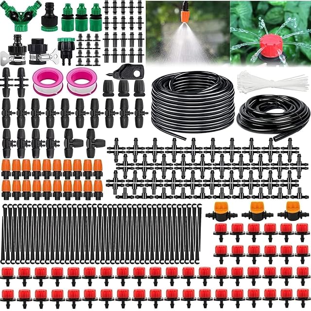 Kit di irrigazione a microgoccia con tubo, gocciolatori e raccordi