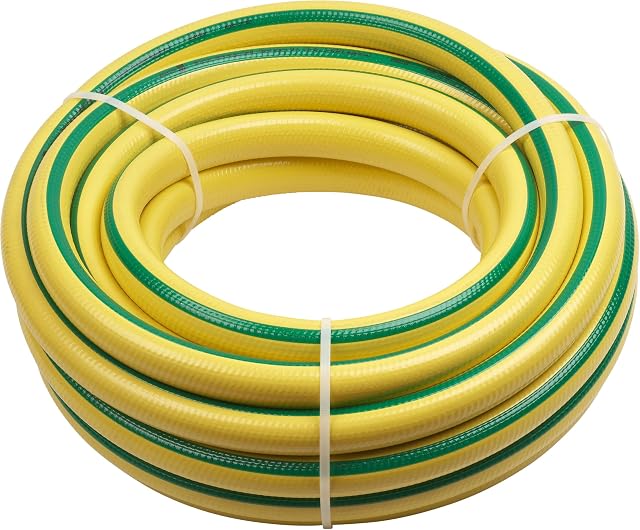 Tubo da giardino Meister giallo a maglia tricot con riga verde