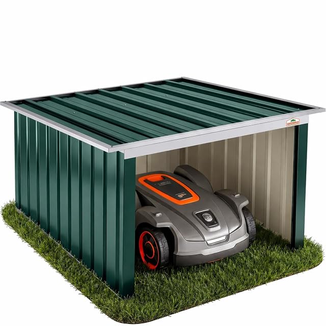 Garage GARDEBRUK zincato per robot tosaerba con tetto sollevabile su molle a gas