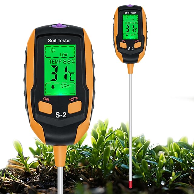 Misuratore del terreno cinque in uno con grande display LCD retroilluminato