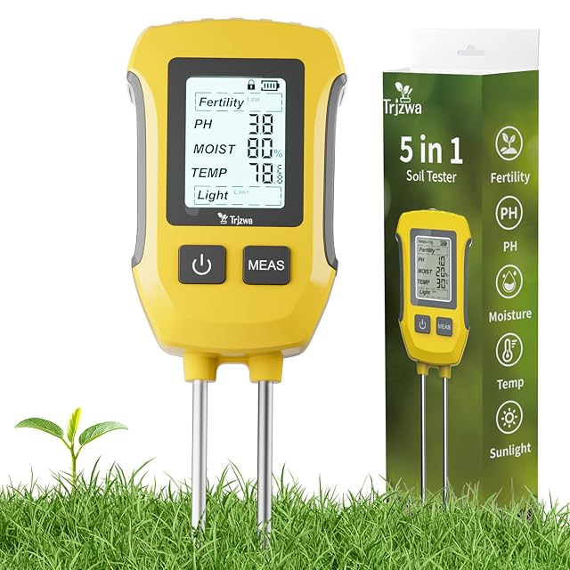 Misuratore del terreno cinque in uno con grande display retroilluminato e sonda in lega