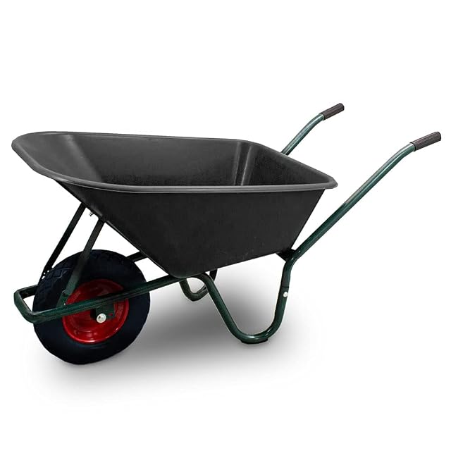 Carriola con vasca nera in PVC e ruota piena in poliuretano